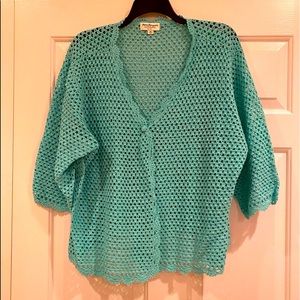 Norm Thompson Teal Lace Shrug-Like New! 3X